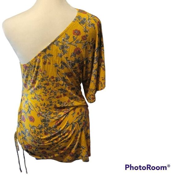 Jessica Simpson Maternity Top Floral Flutter Sleeve Tie Detail Yellow Size Small - Picture 3 of 7